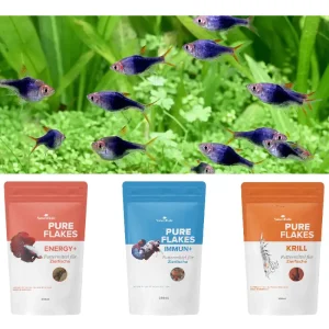 NatureHolic Flocken Fischfutter Bundle, Krill, Immun+, Energy+, 3 x 250 ml Zertifiziert